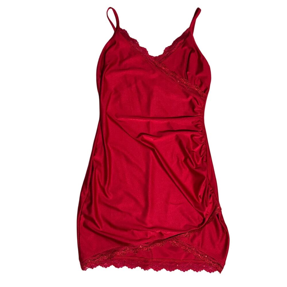 Windsor Red Bodycon Mini Dress with Lace Trim – Size Large
